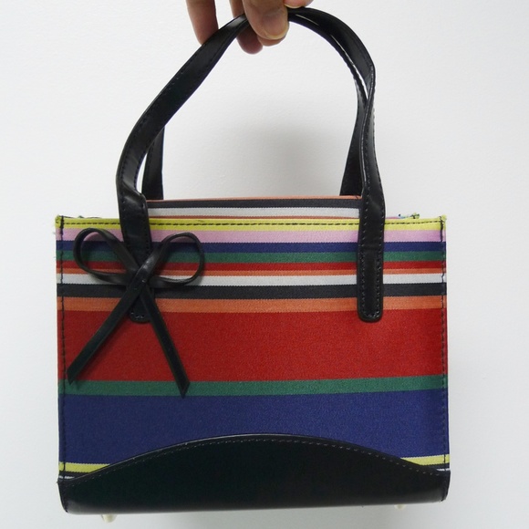 multi-color stripe double handle mini bag - Picture 2 of 7